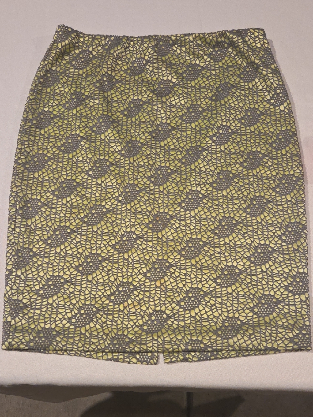 Mossimo Supply Co. Yellow Lined Pencil Skirt with Gray Lace